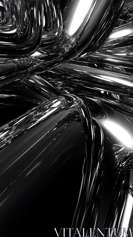 Specular chrome conduits in densely tangled parametric flow.