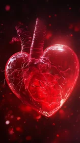 Luminescent Cardiac Anatomy with Transparent Vessel Architecture.