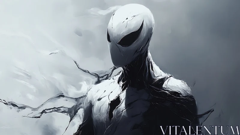 Mysterious white guardian emerging from swirling shadows.