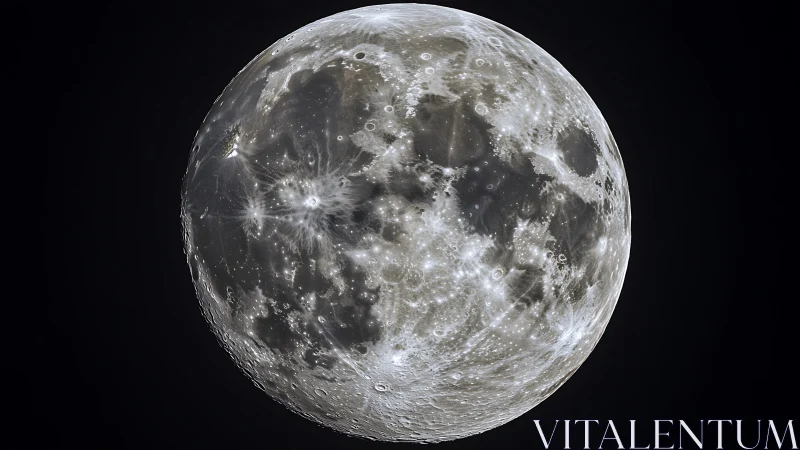 Luminous crater-mapped moon glowing in velvet-black silence.