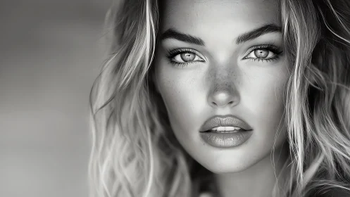 Monochrome high-contrast close-up portrait with shallow focus