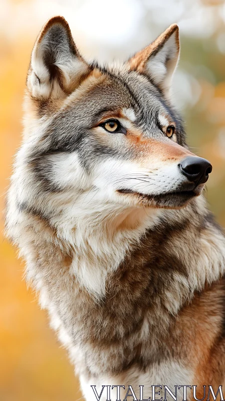 Photorealistic lupine portrait with shallow depth of field.