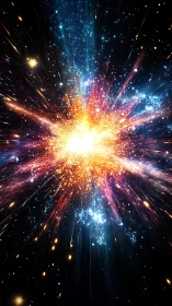 Stellar burst of color rushing through deep night sky.