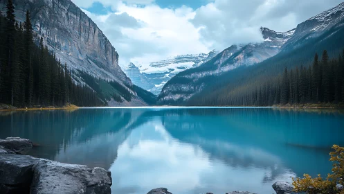 Glacial peaks whisper into a turquoise mirror of still water