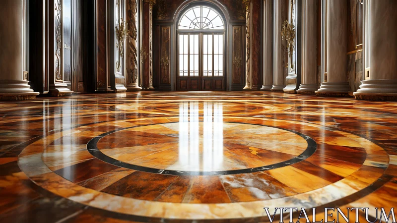 Sunlit marbled floor conducts a quiet symphony of circles