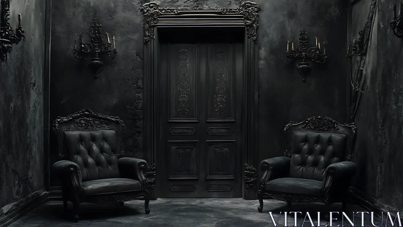 Gothic velvet silence in an ornate midnight parlor.