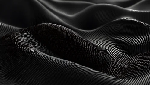 Undulating black micro-ridges forming abstract digital dunes.
