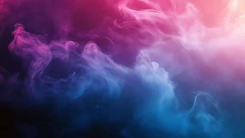 Dreamy pink and blue nebula clouds drifting through night.