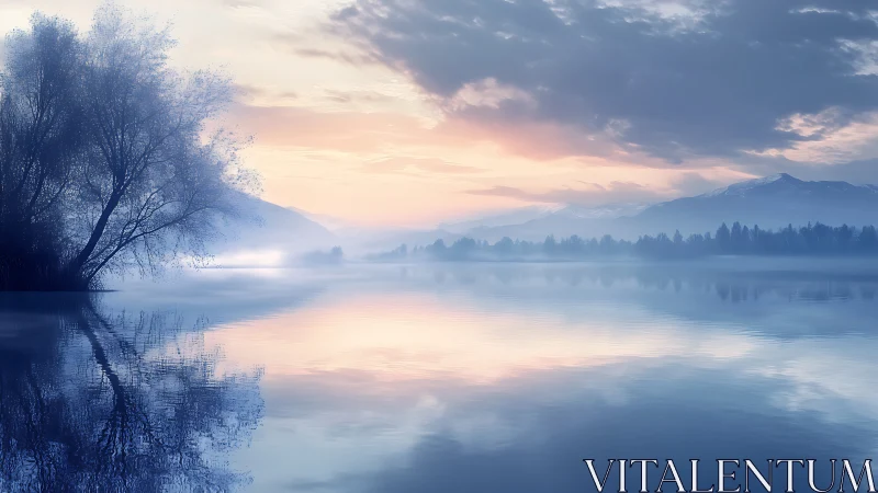 Soft morning light settles gently over a peaceful lakeside