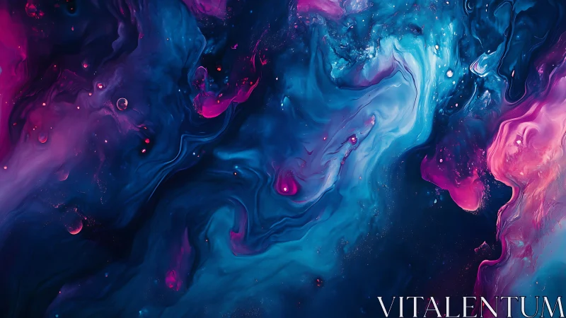 Cosmic nebula swirls in neon magenta and deep cyan.