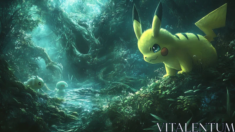 Pikachu in Mystical Forest Cave.
