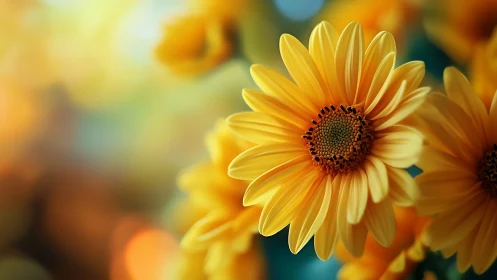 Vibrant Yellow Daisy with Depth-of-Field Macro Composition.