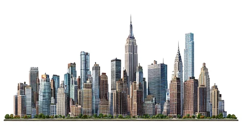 Iconic high-rise skyline rendered in crisp digital delineation.