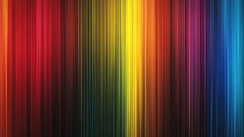 Prismatic vertical light streaks form saturated color spectrum.