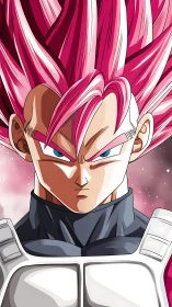 Pink haired anime warrior portrait under cosmic light.