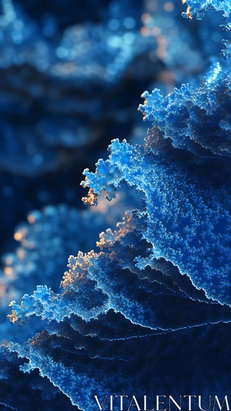 Crystalline ocean ridges in luminous deep blue abstraction.
