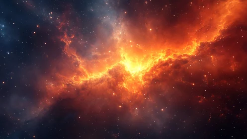 Stellar nebula with central bright plasma cloud formation.