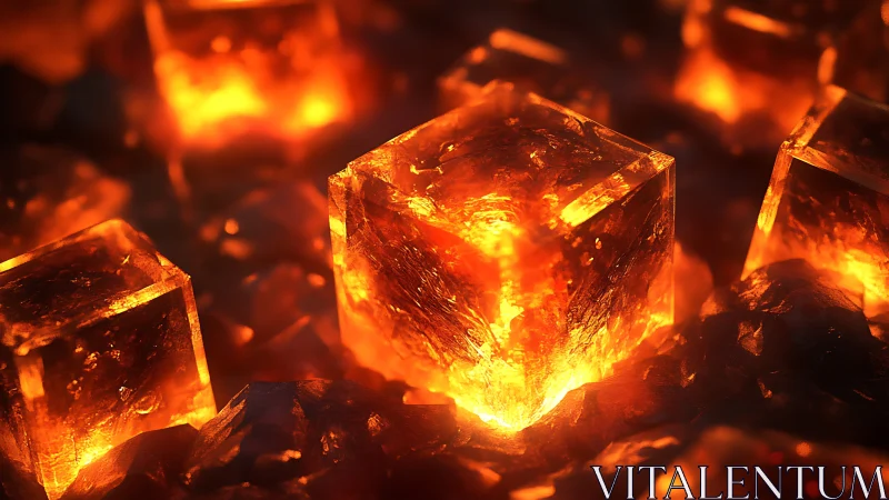 Incandescent Cubic Forms Glowing in Molten Fire.