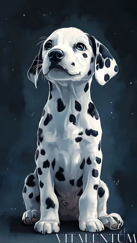Dalmatian puppy rendered in stylized digital portrait format