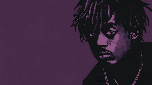 Moody purple portrait of contemplative man in shadowed profile.