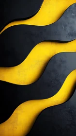 Curving black ribbons over textured yellow relief surface.