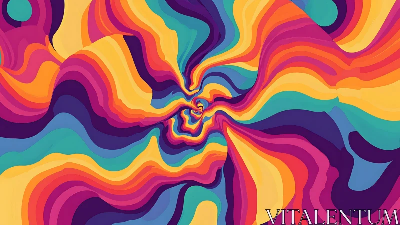 Concentric curved bands of multicolor gradients radiate outward