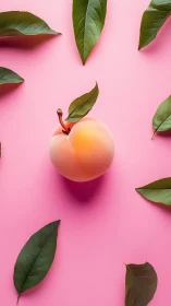 Soft peach still life against playful pink backdrop.