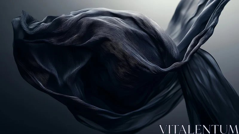Dark translucent fabric structure is rendered in midair
