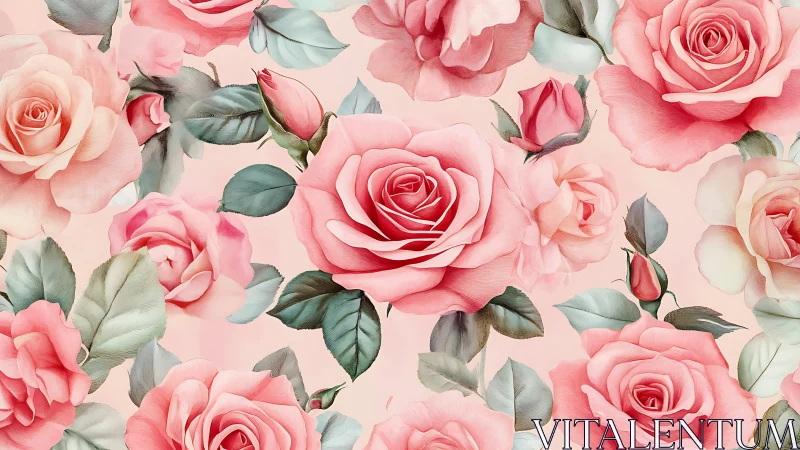 Blooming Pink Roses Dance Across a Soft, Dreamy Background