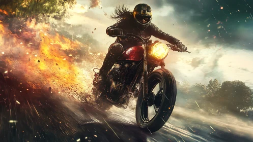 Midnight rider slashes through firestorm and stormlight.