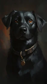 Digital portrait of black Labrador dog with reflective collar