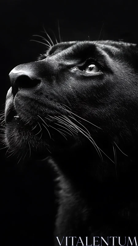 Otter head profile against black background in monochrome lighting