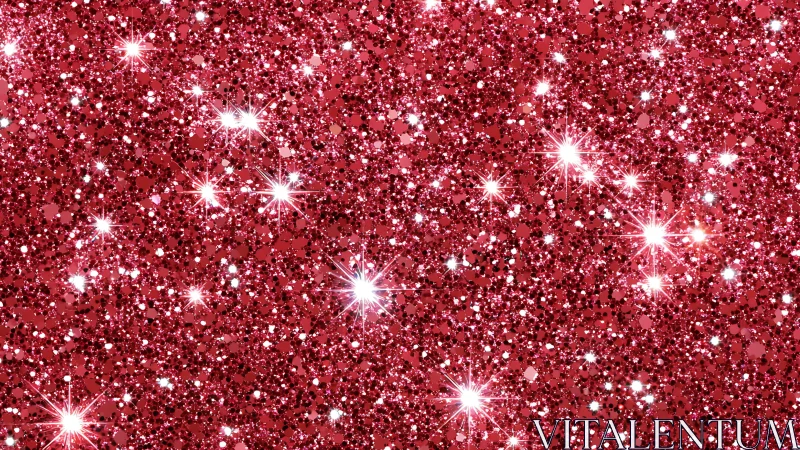 Red glitter surface displays dense reflective sparkle pattern.