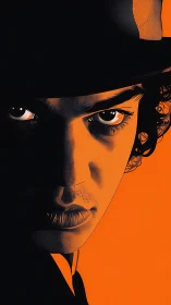 Intense portrait in orange light invites a bold, curious gaze