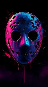 Chromatic hockey mask with neon splatter and drip dynamics.