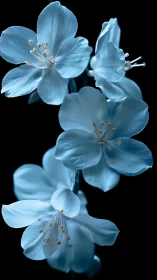 Delicate Blue Blossoms Dancing in Darkness.