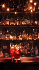 Crimson Cocktail Dreams: A Golden Hour Bar Scene