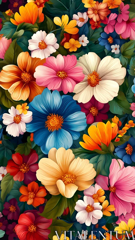 Vibrant Cosmos Garden. Floral Burst Illustration.