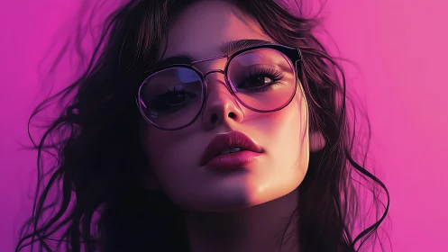 Neon twilight kisses her lenses and sculpts a dreaming gaze