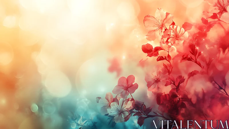 Floral composition with gradient bokeh background.
