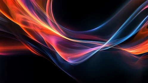 Abstract light waveforms in red and blue on dark background.