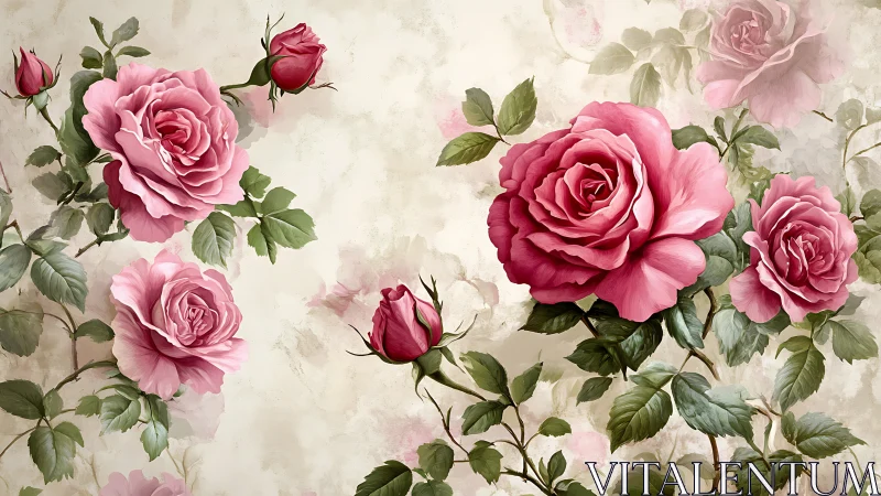 Romantic Rose Garden: Blooming Treasures in Soft Vintage Light