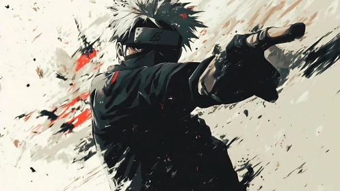 Dynamic anime portrait with gestural brushwork and motion lines.