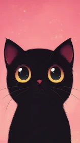 Luminous Feline Reverie: Black Cat's Enchanted Gaze.