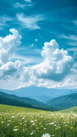 Cloud kingdoms drifting above a wildflower mountain valley.