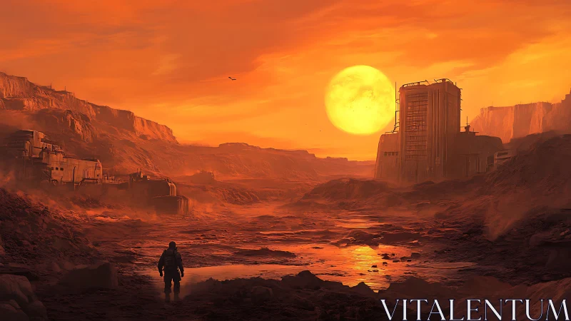 Solitary explorer crosses Martian canyon toward refinery