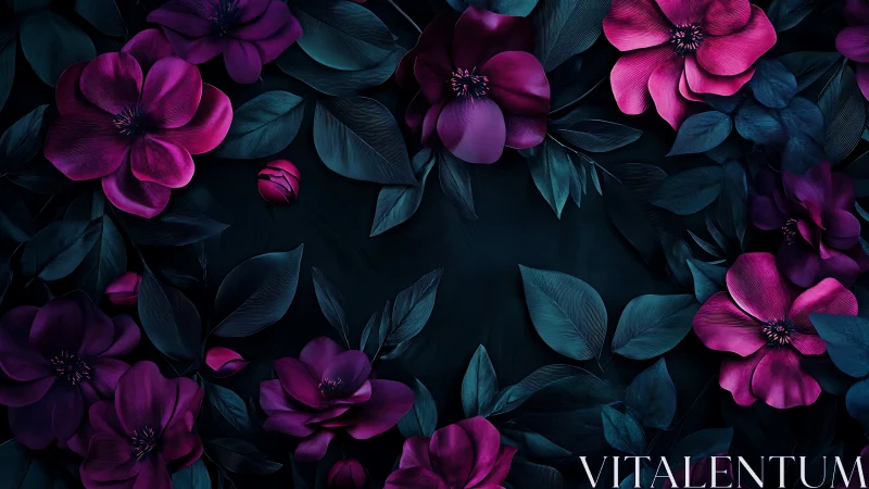 Magenta Blooms Dance Across Dark Velvet Foliage