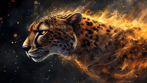 Wildfire Spirit: Leopard Ablaze in Golden Fury.