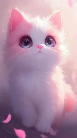 Ethereal Pink Cat with Luminous Eyes.