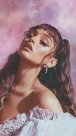 High-key beauty portrait with soft-focus bokeh and pastel haze